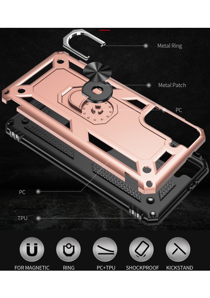 Samsung Galaxy S21 Plus 5G İçin Çift Katmanlı Halkalı Standlı Kılıf (Yurt Dışından) modelleri