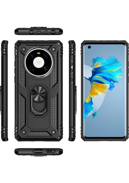 Huawei Mate 40 İçin Çift Katmanlı Halkalı Standlı Kılıf (Yurt Dışından)