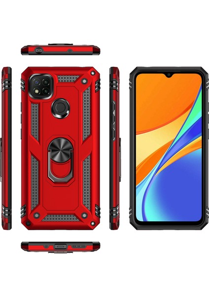 Xiaomi Redmi 9c İçin Çift Katmanlı Halkalı Standlı Kılıf (Yurt Dışından)