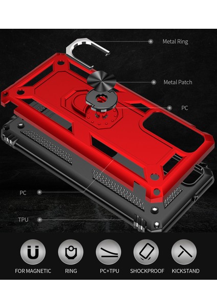 Huawei P 2021 İçin Çift Katmanlı Halkalı Standlı Kılıf (Yurt Dışından) modelleri