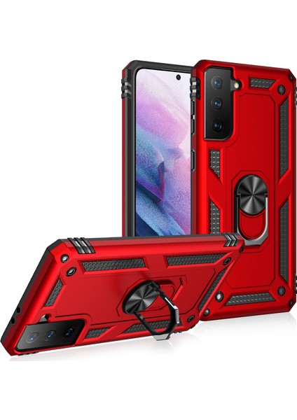 Samsung Galaxy S21 Plus 5G İçin Çift Katmanlı Halkalı Standlı Kılıf (Yurt Dışından)