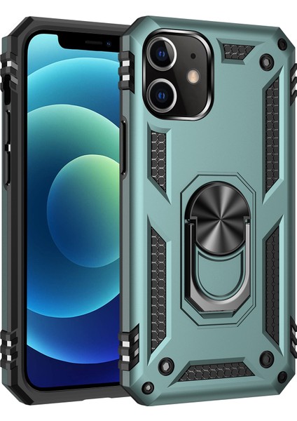 iPhone 12 Mini İçin Çift Katmanlı Halkalı Standlı Kılıf (Yurt Dışından)