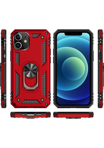 iPhone 12 Mini İçin Çift Katmanlı Halkalı Standlı Kılıf (Yurt Dışından)