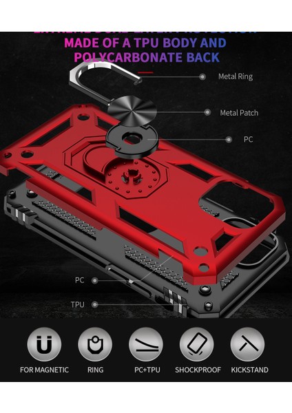 iPhone 12 Mini İçin Çift Katmanlı Halkalı Standlı Kılıf (Yurt Dışından)