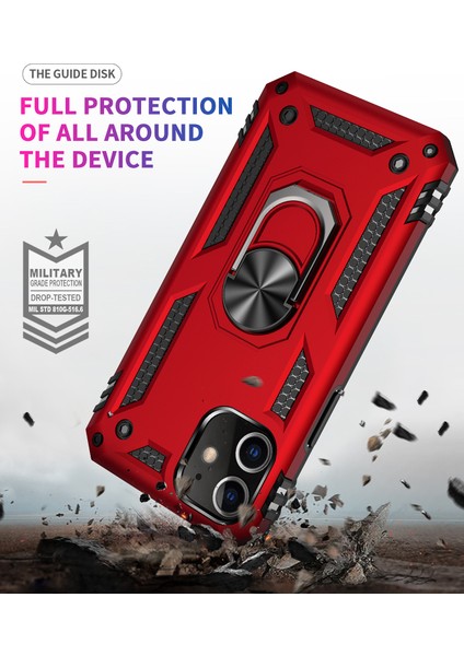 iPhone 12 Mini İçin Çift Katmanlı Halkalı Standlı Kılıf (Yurt Dışından)