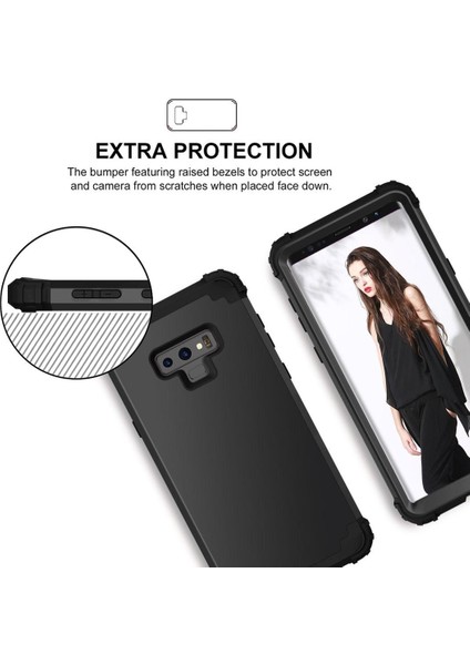 Samsung Galaxy Note 9 İçin Pc Yumuşak Tpu Bumper 3'ü 1 Arada Koruma ShockProof Kılıf (Yurt Dışından)