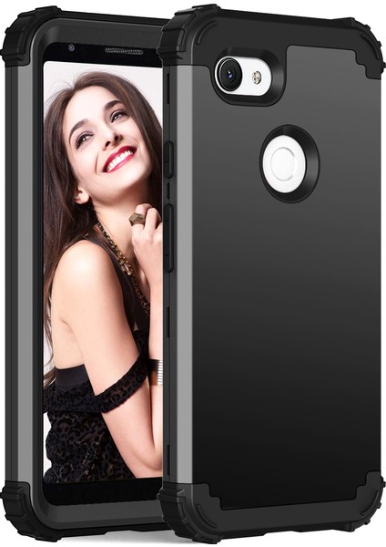Google Pixel 3A İçin Yumuşak Silikon Pc Bumper 3'ü 1 Arada ShockProof Korumalı Kılıf (Yurt Dışından)