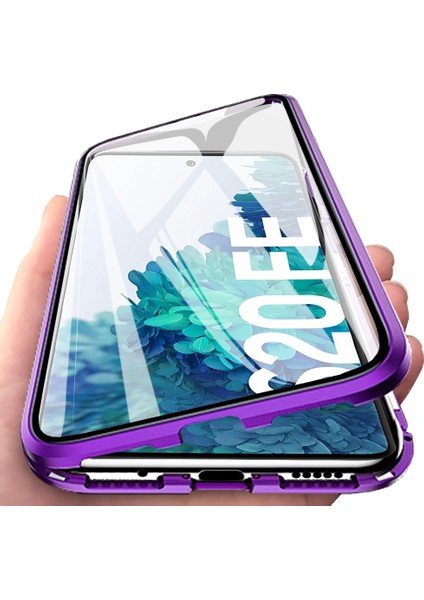 Samsung Galaxy S20 Fe İçin 360 Derece Tam Koruma Şeffaf Manyetik Metal Bumper Kılıf (Yurt Dışından)