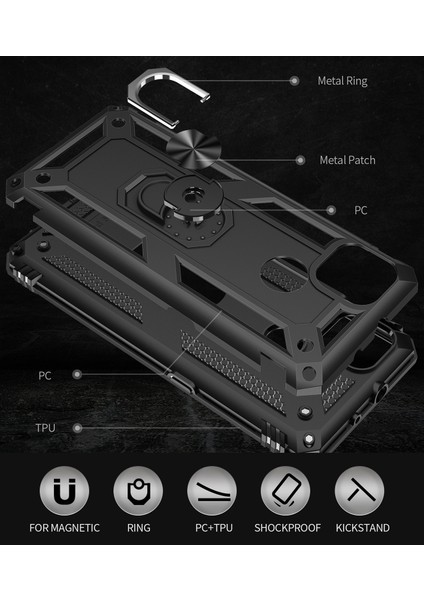 Motorola Moto G9 Power İçin Çift Katmanlı Halkalı Standlı Kılıf (Yurt Dışından) modelleri