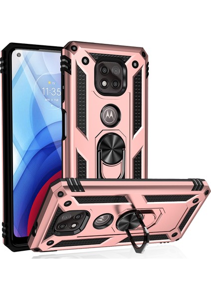 Motorola Moto G Power 2021 İçin Çift Katmanlı Halkalı Standlı Kılıf (Yurt Dışından)