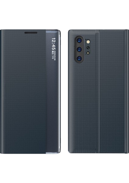 Samsung Galaxy Note 10 Plus / Note 10+ 5G İçin İnce Flip Pu Deri Pencereli Standlı Kılıf (Yurt Dışından)