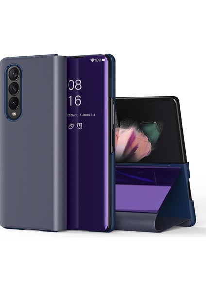 Samsung Galaxy Z Fold 3 5G İçin Flip Standlı Deri Ayna Pencereli Kılıf (Yurt Dışından)