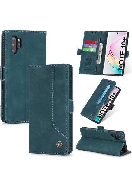 Samsung Galaxy Note 10+ / Note 10 Plus 5G İçin Retro Deri Manyetik ShockProof Tpu Flip Standlı Kılıf (Yurt Dışından)