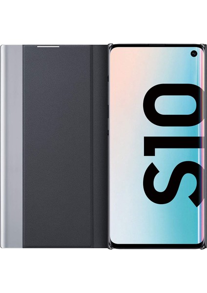 Samsung Galaxy S10 İçin İnce Flip Pu Deri Pencereli Standlı Kılıf (Yurt Dışından)