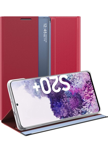 Samsung Galaxy S20 Plus İçin İnce Flip Pu Deri Pencereli Standlı Kılıf (Yurt Dışından)