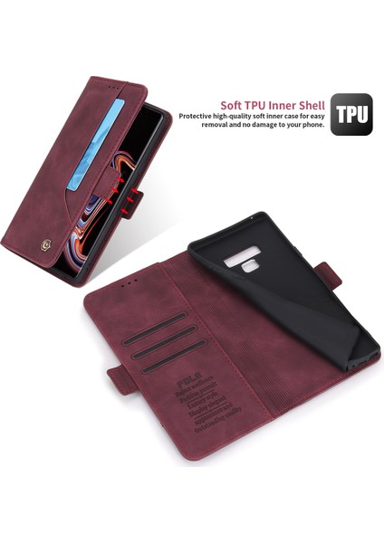 Samsung Galaxy Note 9 İçin Retro Deri Manyetik ShockProof Tpu Flip Standlı Kılıf (Yurt Dışından)