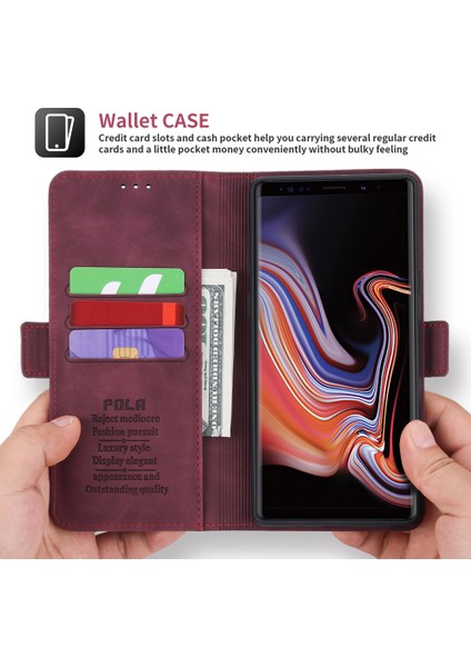 Samsung Galaxy Note 9 İçin Retro Deri Manyetik ShockProof Tpu Flip Standlı Kılıf (Yurt Dışından)