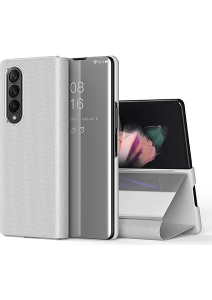 Samsung Galaxy Z Fold 3 5G İçin Flip Standlı Deri Ayna Pencereli Kılıf (Yurt Dışından)