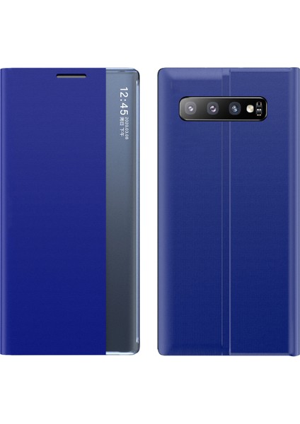 Samsung Galaxy S10 İçin İnce Flip Pu Deri Pencereli Standlı Kılıf (Yurt Dışından)