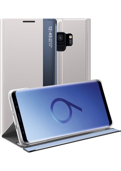Samsung Galaxy S9 İçin İnce Flip Pu Deri Pencereli Standlı Kılıf (Yurt Dışından)
