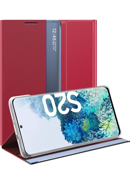Samsung Galaxy S20 İçin İnce Flip Pu Deri Pencereli Standlı Kılıf (Yurt Dışından)