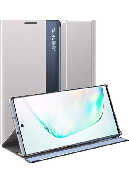 Samsung Galaxy Note 10 Plus / Note 10+ 5G İçin İnce Flip Pu Deri Pencereli Standlı Kılıf (Yurt Dışından)