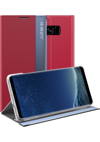 Samsung Galaxy S8 Plus İçin İnce Flip Pu Deri Pencereli Standlı Kılıf (Yurt Dışından)