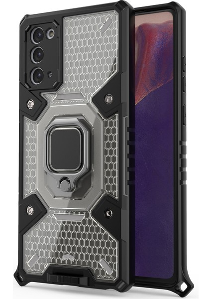 Samsung Galaxy Note 20 İçin Şeffaf Pc Tpu Bumper Antishock Korumalı Halkalı Standlı Kılıf (Yurt Dışından)