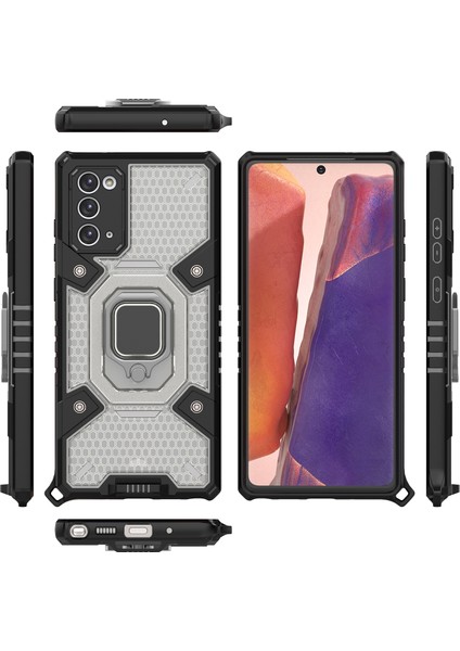 Samsung Galaxy Note 20 İçin Şeffaf Pc Tpu Bumper Antishock Korumalı Halkalı Standlı Kılıf (Yurt Dışından) fiyatları