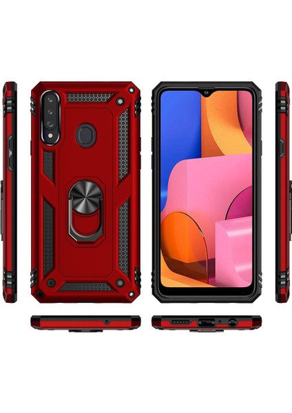 Samsung Galaxy A20S İçin Çift Katmanlı Halkalı Standlı ShockProof Kılıf (Yurt Dışından) fiyatları