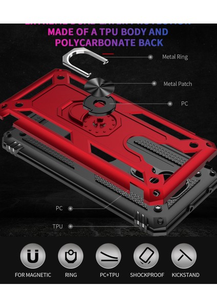 Xiaomi Redmi Note 9 İçin Çift Katmanlı Halkalı Standlı Kılıf (Yurt Dışından) modelleri