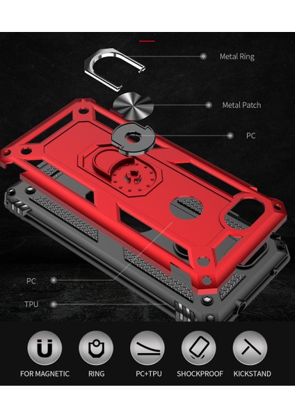 Google Pixel 3A İçin Çift Katmanlı Halkalı Standlı ShockProof Kılıf (Yurt Dışından) modelleri