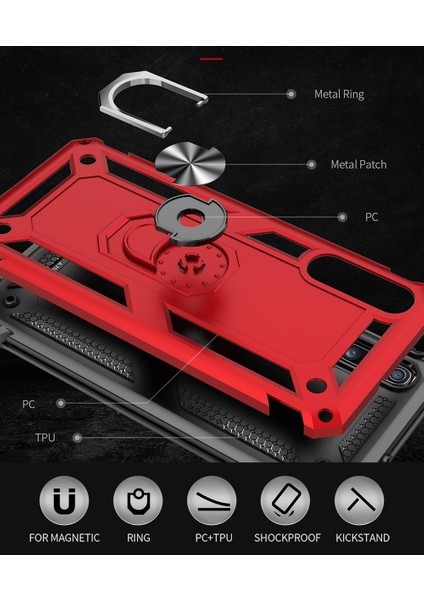 Samsung Galaxy A50 İçin Çift Katmanlı Halkalı Standlı ShockProof Kılıf (Yurt Dışından) modelleri