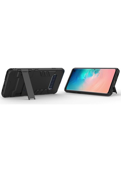 Samsung Galaxy S10 İçin Çift Katmanlı Tpu Pc Hibrit Korumalı Standlı Kılıf (Yurt Dışından)