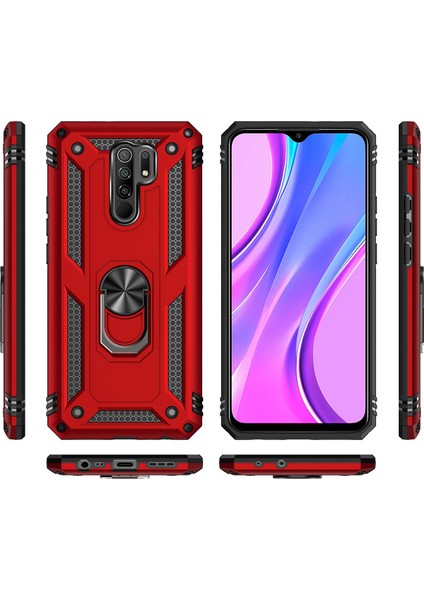 Xiaomi Redmi 9 İçin Çift Katmanlı Halkalı Standlı Kılıf (Yurt Dışından)