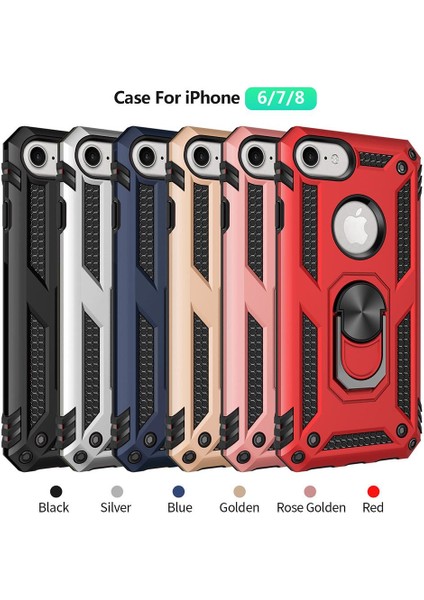 iPhone 6 / 6s İçin Çift Katmanlı Halkalı Standlı ShockProof Kılıf (Yurt Dışından)