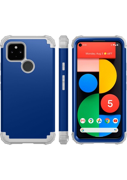 Google Pixel 5 İçin Yumuşak Silikon Pc Bumper 3'ü 1 Arada ShockProof Korumalı Kılıf (Yurt Dışından)