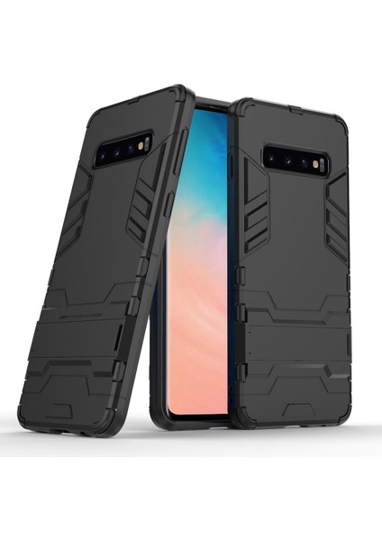 Samsung Galaxy S10 Plus İçin Çift Katmanlı Tpu Pc Hibrit Korumalı Standlı Kılıf (Yurt Dışından)