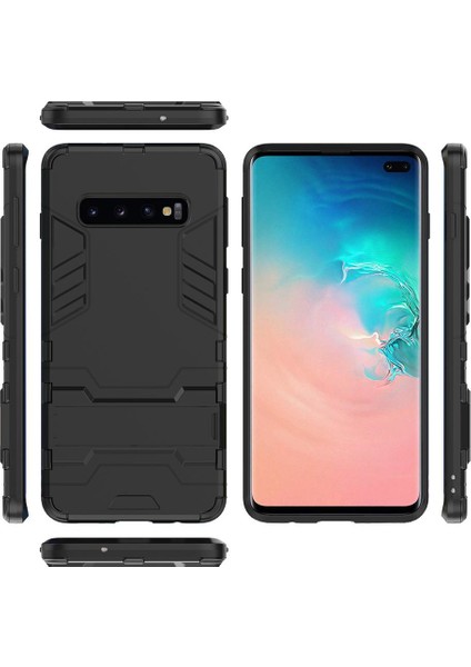 Samsung Galaxy S10 Plus İçin Çift Katmanlı Tpu Pc Hibrit Korumalı Standlı Kılıf (Yurt Dışından)