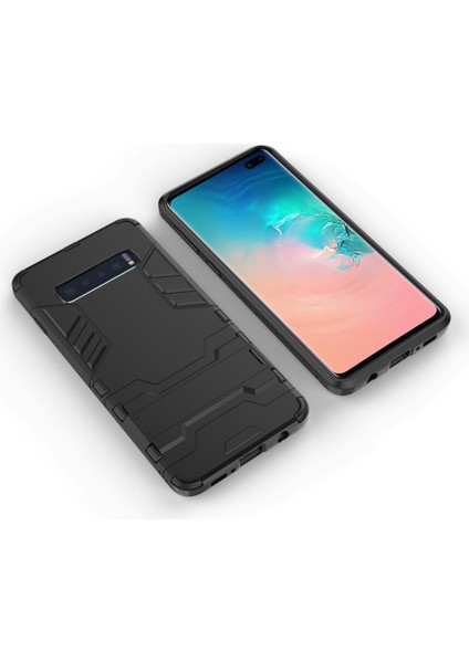 Samsung Galaxy S10 Plus İçin Çift Katmanlı Tpu Pc Hibrit Korumalı Standlı Kılıf (Yurt Dışından)