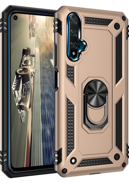 Huawei Honor 20 / Nova 5t İçin Çift Katmanlı Halkalı Standlı ShockProof Kılıf (Yurt Dışından)