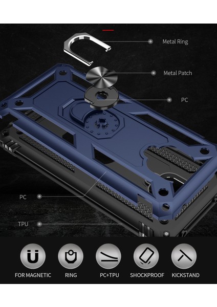 Xiaomi Redmi Note 9s / 9 Pro / 9 Pro Max İçin Çift Katmanlı Halkalı Standlı Kılıf (Yurt Dışından)