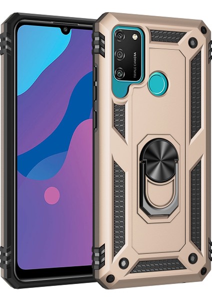 Huawei Honor 9A İçin Çift Katmanlı Halkalı Standlı Kılıf (Yurt Dışından)