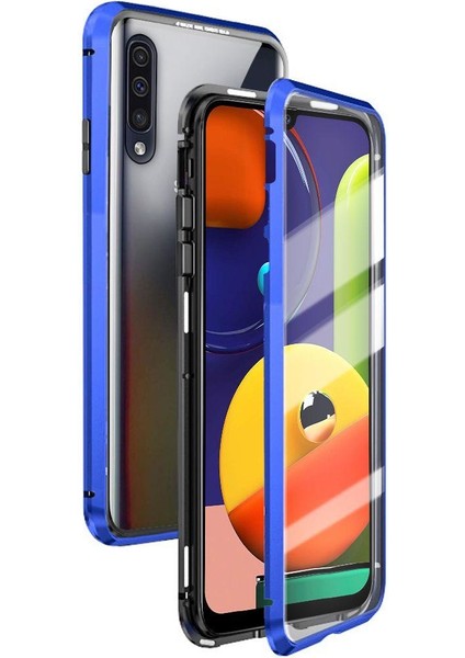 Samsung Galaxy A50 / A50S / A30S İçin 360° Koruma Tam Kaplayıcı Metal Bumper Manyetik Flip Kılıf (Yurt Dışından)