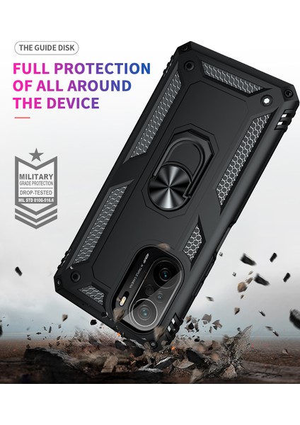 Xiaomi Poco F3 İçin Çift Katmanlı Halkalı Standlı Kılıf (Yurt Dışından)