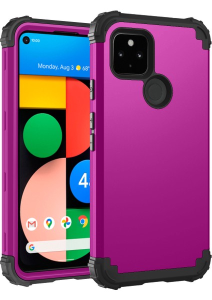 Google Pixel 4A 5G İçin Yumuşak Silikon Pc Bumper 3'ü 1 Arada ShockProof Korumalı Kılıf (Yurt Dışından)