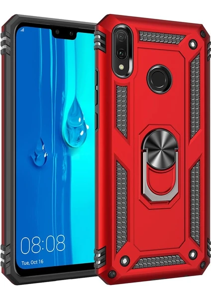 Huawei Y9 2019 İçin Çift Katmanlı Halkalı Standlı ShockProof Kılıf (Yurt Dışından)