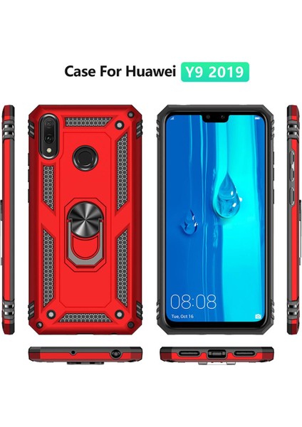 Huawei Y9 2019 İçin Çift Katmanlı Halkalı Standlı ShockProof Kılıf (Yurt Dışından)