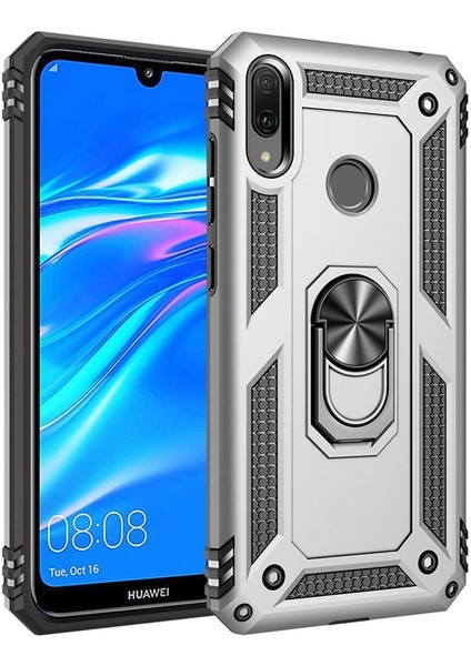 Huawei Y7 2019 / Y7 Prime 2019 İçin Çift Katmanlı Halkalı Standlı ShockProof Kılıf (Yurt Dışından)