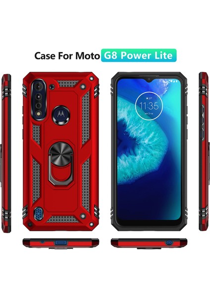 Motorola Moto G8 Power Lite İçin Çift Katmanlı Halkalı Standlı Kılıf (Yurt Dışından) fiyatları